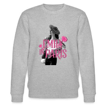 Emily In Paris Emily Mit Logo Und Rosen - Stanley/Stella Unisex Bio-Sweatshirt CHANGER  - Grau meliert - Vorne - Nik (191cm) & Marisol (170cm)