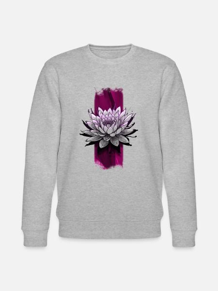 Blushing Bloom: Pink Lotus Flower - Stanley/Stella CHANGER Unisex Organic Sweatshirt - heather grey
