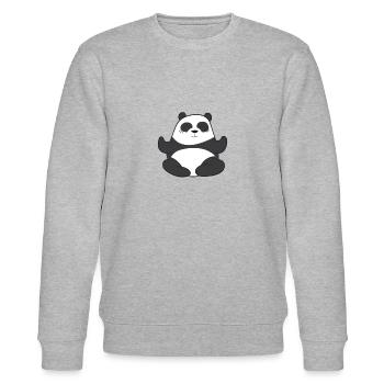Yoga - Panda meditates in the lotus position - Stanley/Stella CHANGER Unisex Organic Sweatshirt - heather grey - Front - Nik (191cm) & Marisol (170cm)