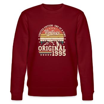 Original 1995 27th Birthday Gift Men - Stanley/Stella CHANGER Unisex Organic Sweatshirt - burgundy - Front - Nik (191cm) & Marisol (170cm)