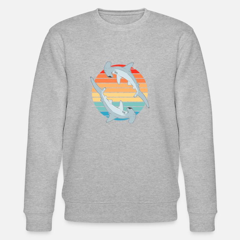 Requin-marteau Rétro Coucher de soleil - Sweat bio CHANGER Stanley/Stella Unisexe - gris chiné