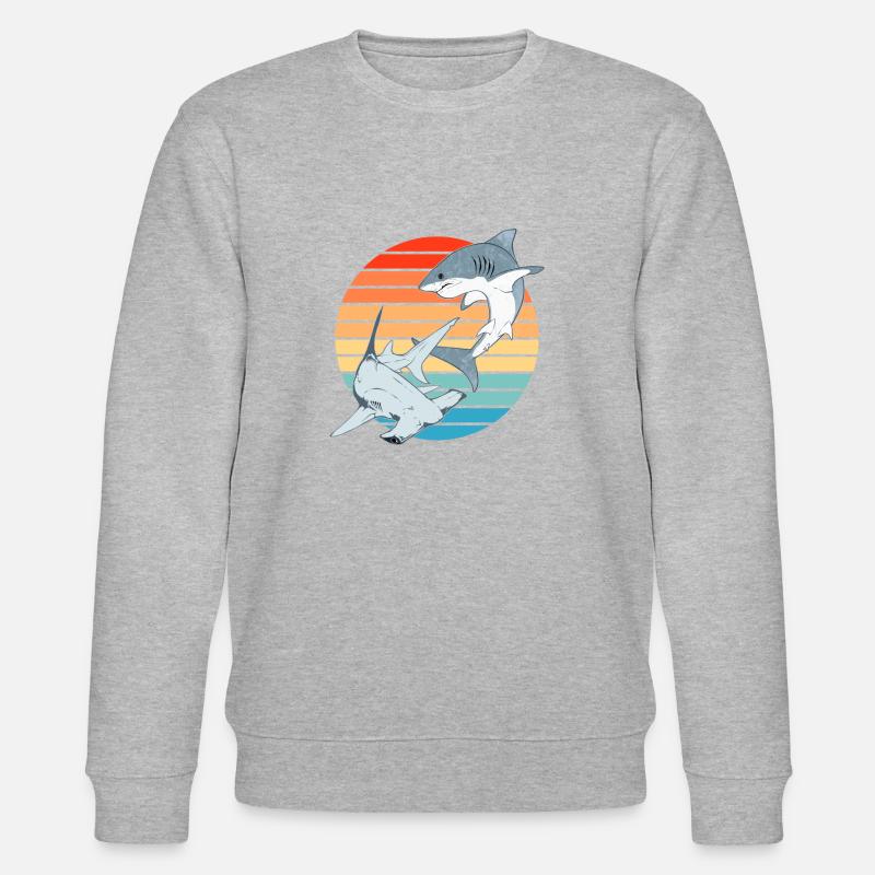 Requin-marteau et grand requin blanc - Sweat bio CHANGER Stanley/Stella Unisexe - gris chiné