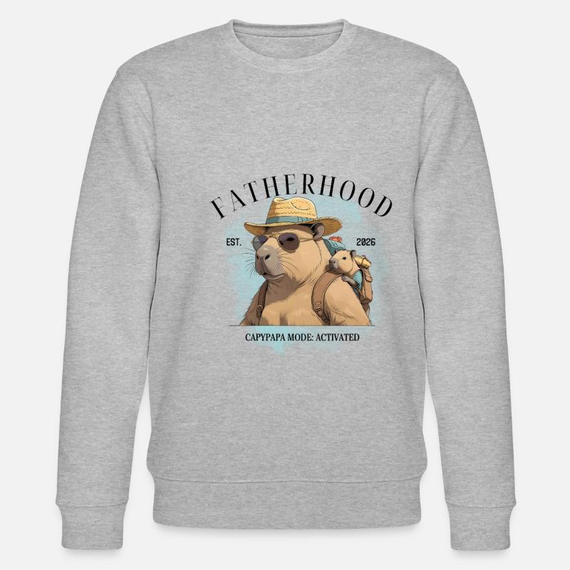 Fatherhood – Capypapa Mode: Activated - Stanley/Stella Unisex Bio-Sweatshirt CHANGER  - Grau meliert