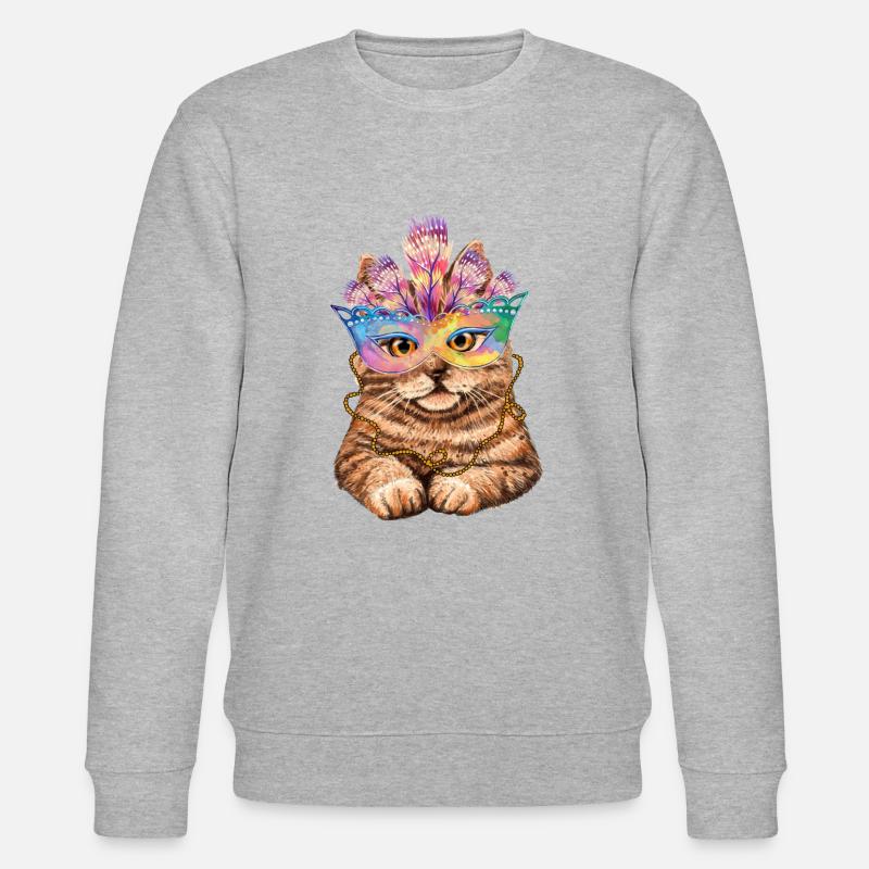 Chat Mardi Gras - Sweat bio CHANGER Stanley/Stella Unisexe - gris chiné