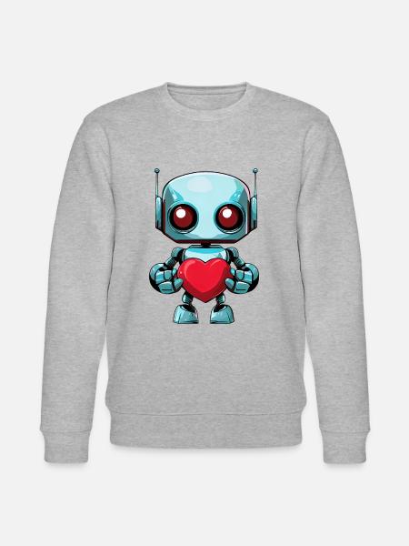Roboter mit Herz - Stanley/Stella Unisex Bio-Sweatshirt CHANGER - Grau meliert