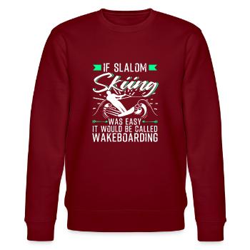 Funny water slalom skiing - Stanley/Stella CHANGER Unisex Organic Sweatshirt - burgundy - Front - Nik (191cm) & Marisol (170cm)