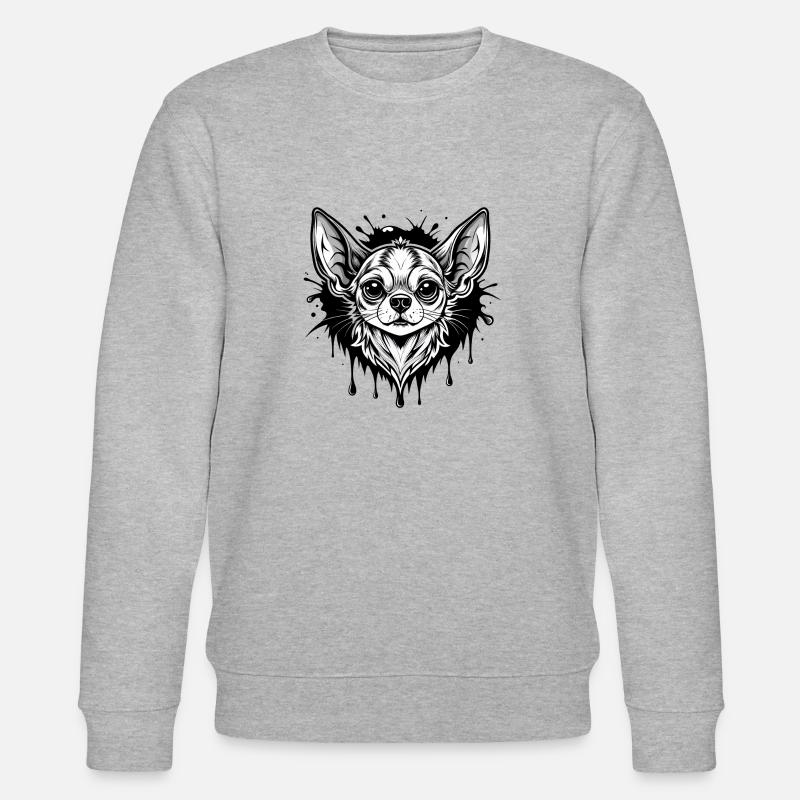 Chihuahua noir et wihte - Sweat bio CHANGER Stanley/Stella Unisexe - gris chiné