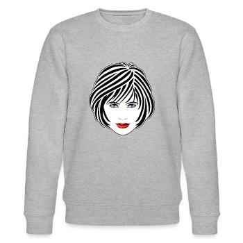 Portrait einer schönen Frau - Stanley/Stella Unisex Bio-Sweatshirt CHANGER  - Grau meliert - Vorne - Nik (191cm) & Marisol (170cm)