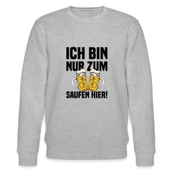 Ich Bin Nur Zum Saufen Hier - Lustiger Bier Spruch - Stanley/Stella Unisex Bio-Sweatshirt CHANGER  - Grau meliert - Vorne - Nik (191cm) & Marisol (170cm)