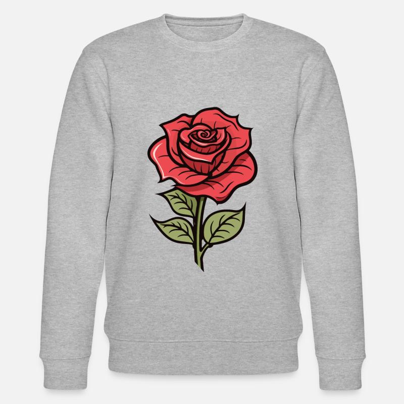 Fleur d’amour rose - Sweat bio CHANGER Stanley/Stella Unisexe - gris chiné