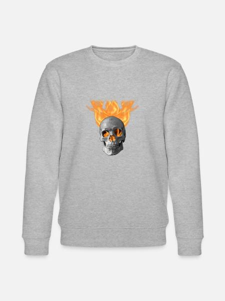 skull fire - Stanley/Stella CHANGER Unisex Organic Sweatshirt - heather grey