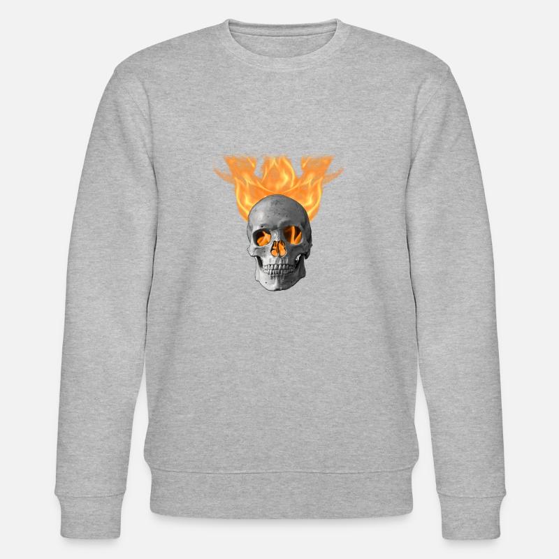 tête de mort feu - Sweat bio CHANGER Stanley/Stella Unisexe - gris chiné