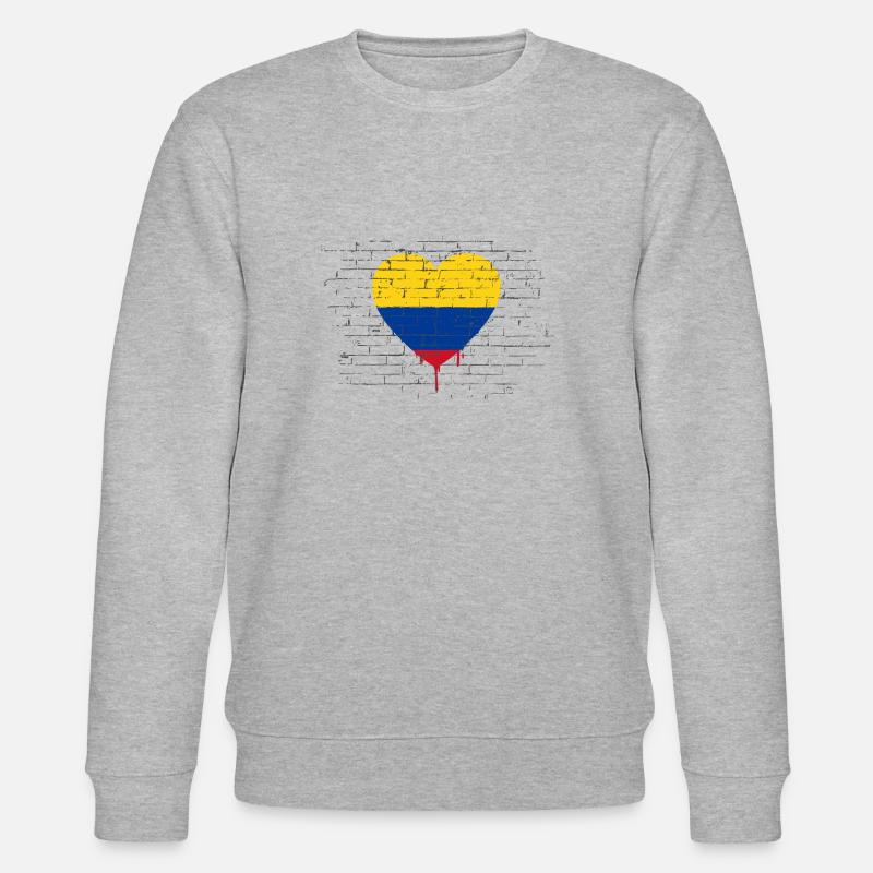 Drapeau Colombie Cœur Drapeau colombien - Sweat bio CHANGER Stanley/Stella Unisexe - gris chiné