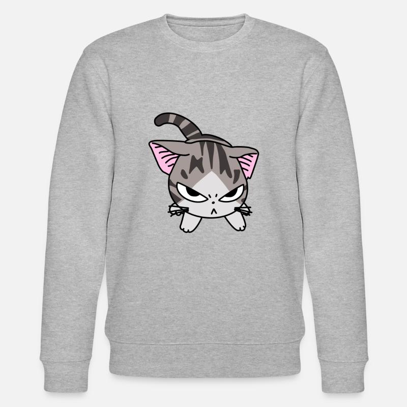Katze Anime Böse - Stanley/Stella Unisex Bio-Sweatshirt CHANGER  - Grau meliert