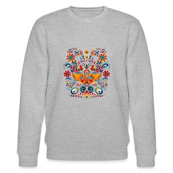 Les fleurs vintage - Sweat bio CHANGER Stanley/Stella Unisexe - gris chiné - Devant - Nik (191cm) & Marisol (170cm)