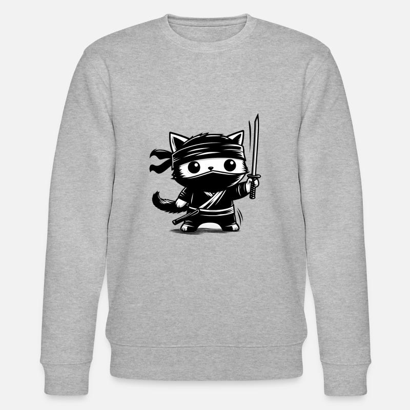 Ninja Katze - Stanley/Stella Unisex Bio-Sweatshirt CHANGER  - Grau meliert