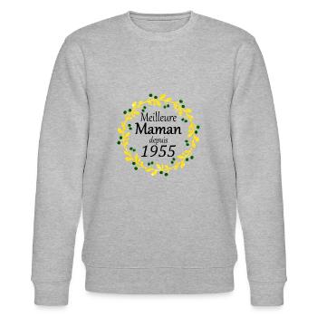 Meilleure Maman depuis 1955 - Sweat bio CHANGER Stanley/Stella Unisexe - gris chiné - Devant - Nik (191cm) & Marisol (170cm)