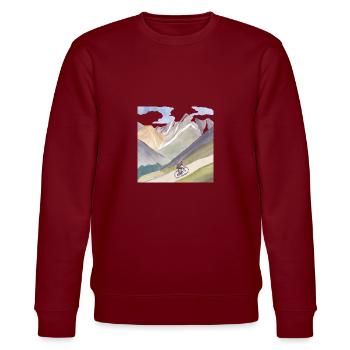 Bicycle Love Mountain - Stanley/Stella CHANGER Unisex Organic Sweatshirt - burgundy - Front - Nik (191cm) & Marisol (170cm)