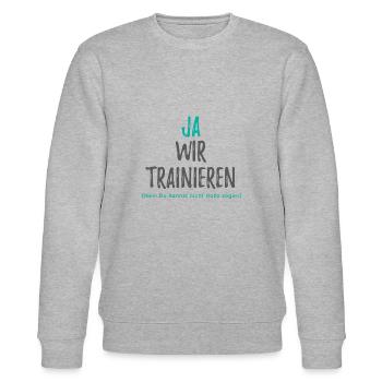 Hundetraining, Nicht stören, Hundetrainer - Stanley/Stella Unisex Bio-Sweatshirt CHANGER  - Grau meliert - Vorne - Nik (191cm) & Marisol (170cm)