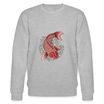KOI TÄTOWIERUNG - Stanley/Stella Unisex Bio-Sweatshirt CHANGER  - Grau meliert - Vorne - Nik (191cm) & Marisol (170cm)