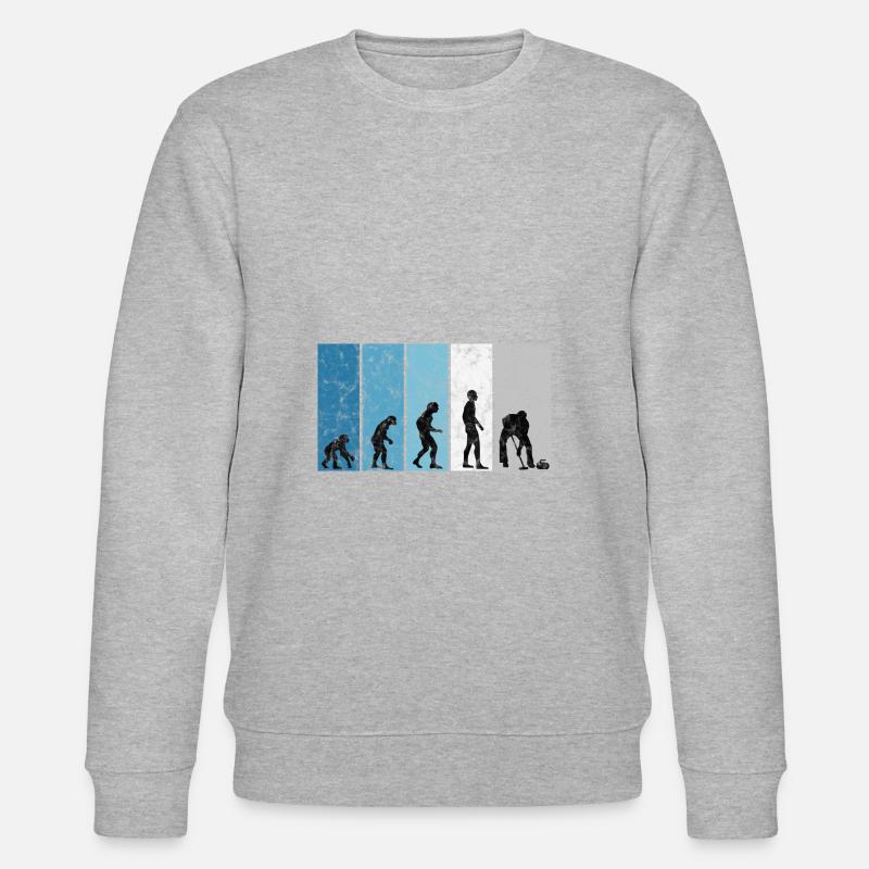 Eis Curling Curler Eisstockschießen Evolution - Stanley/Stella Unisex Bio-Sweatshirt CHANGER  - Grau meliert