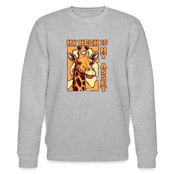 Mein Hals ist mein Kapital Giraffidae Nubischer Afrikaner - Stanley/Stella Unisex Bio-Sweatshirt CHANGER  - Grau meliert - Vorne - Nik (191cm) & Marisol (170cm)