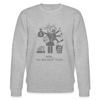 ICH BIN NICHT MÜDE - Stanley/Stella Unisex Bio-Sweatshirt CHANGER  - Grau meliert - Vorne - Nik (191cm) & Marisol (170cm)