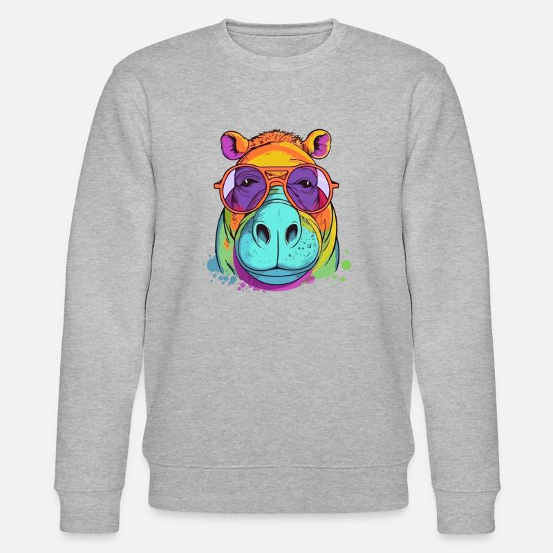 Harry, das Nilpferd - Stanley/Stella Unisex Bio-Sweatshirt CHANGER  - Grau meliert