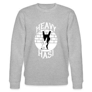 Heavy Metal Rabbit - Stanley/Stella CHANGER Unisex Organic Sweatshirt - heather grey - Front - Nik (191cm) & Marisol (170cm)