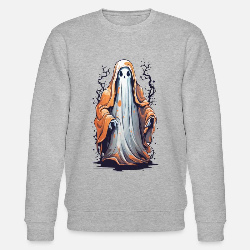Funny Halloween Ghost Costume Design - Stanley/Stella CHANGER Unisex Organic Sweatshirt - heather grey
