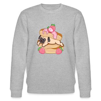 Pug Loves Pancakes - Stanley/Stella CHANGER Unisex Organic Sweatshirt - heather grey - Front - Nik (191cm) & Marisol (170cm)
