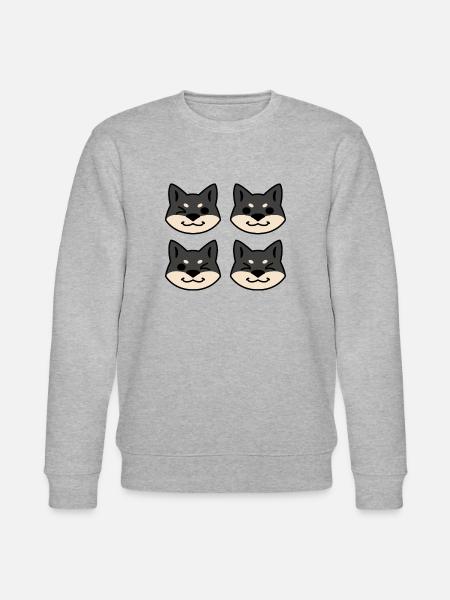 Four Black and Tan Shibas - Stanley/Stella CHANGER Unisex Organic Sweatshirt - heather grey
