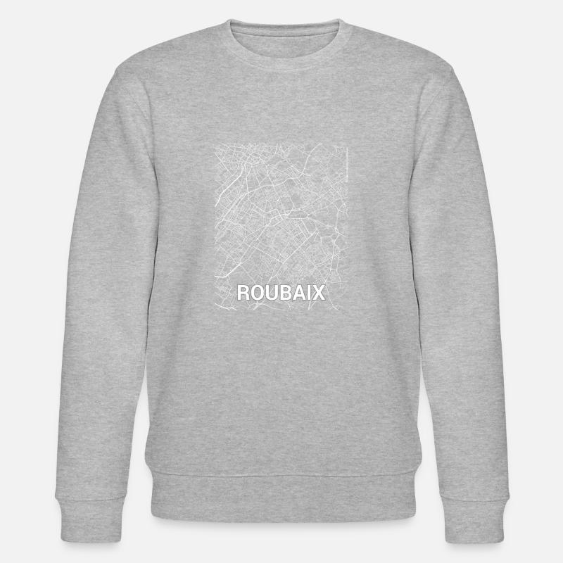 Roubaix Stadtplan und Straßen - Stanley/Stella Unisex Bio-Sweatshirt CHANGER  - Grau meliert