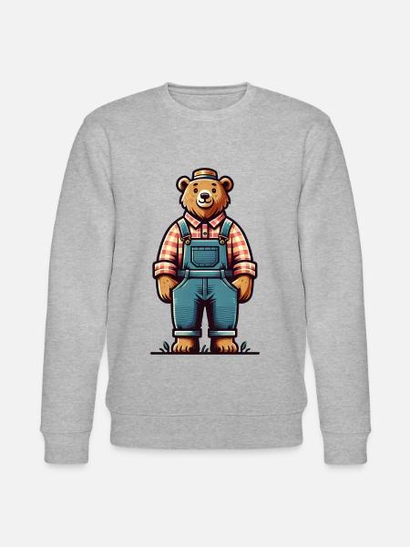 Cute Bear Farmer - Stanley/Stella Unisex Bio-Sweatshirt CHANGER  - Grau meliert