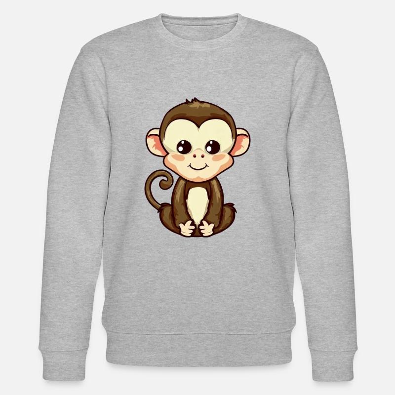 Singe assis, méditant et relaxant - Sweat bio CHANGER Stanley/Stella Unisexe - gris chiné