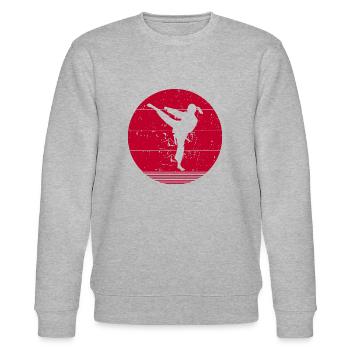 Vintage Karate Japan Flagge Mädchen | Karate Martial Ar - Stanley/Stella Unisex Bio-Sweatshirt CHANGER  - Grau meliert - Vorne - Nik (191cm) & Marisol (170cm)