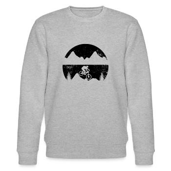 Radfahrer Silhouette MTB Fahrrad Berge - Stanley/Stella Unisex Bio-Sweatshirt CHANGER  - Grau meliert - Vorne - Nik (191cm) & Marisol (170cm)