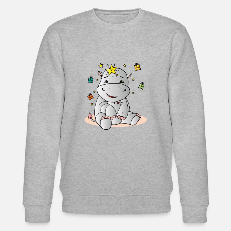 Birthday- Hippo - Stanley/Stella Unisex Bio-Sweatshirt CHANGER  - Grau meliert