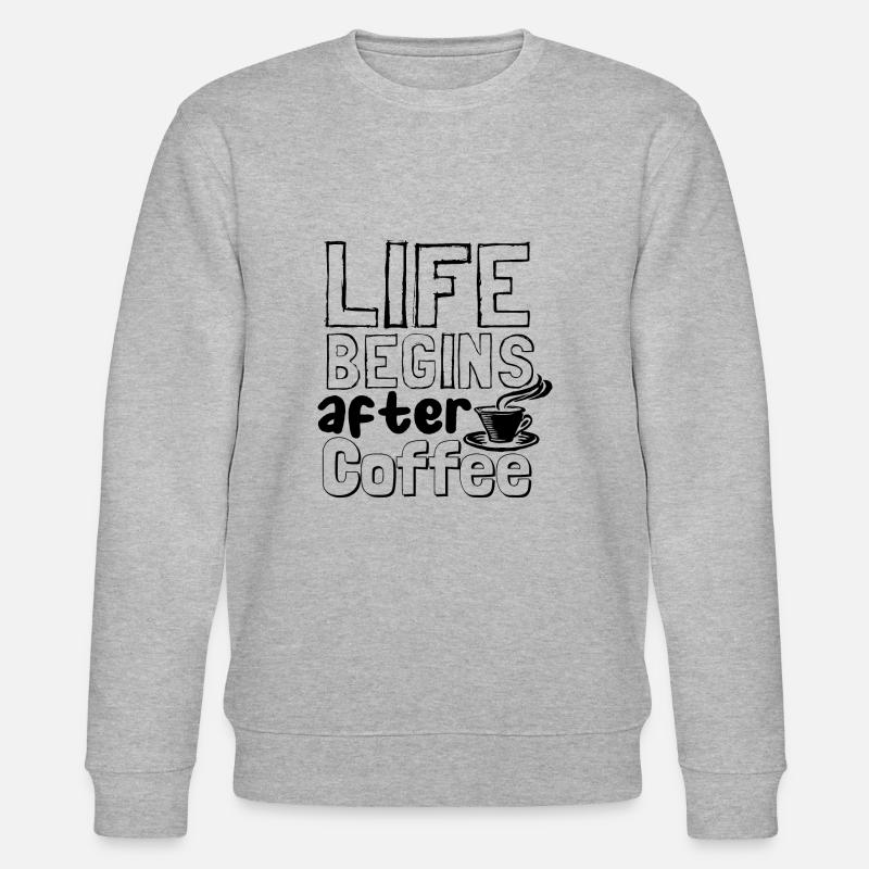 Life begins after coffee - Stanley/Stella Unisex Bio-Sweatshirt CHANGER  - Grau meliert