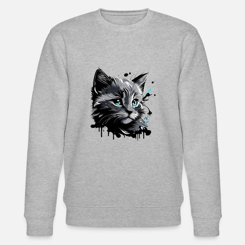 süsses Kätzchen, Katze - Stanley/Stella Unisex Bio-Sweatshirt CHANGER  - Grau meliert