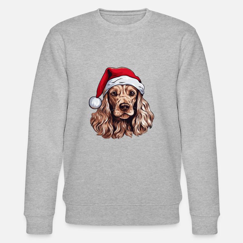 Cocker Spaniel Hund Weihnachten Kopf - Stanley/Stella Unisex Bio-Sweatshirt CHANGER  - Grau meliert