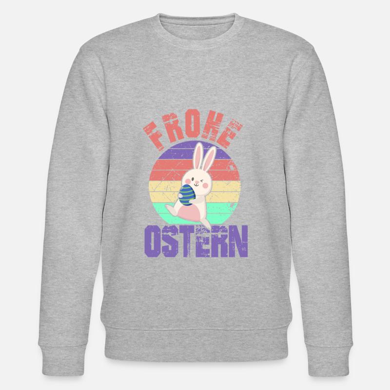 Frohe Ostern - Happy Easter - Osterhase - Stanley/Stella Unisex Bio-Sweatshirt CHANGER  - Grau meliert