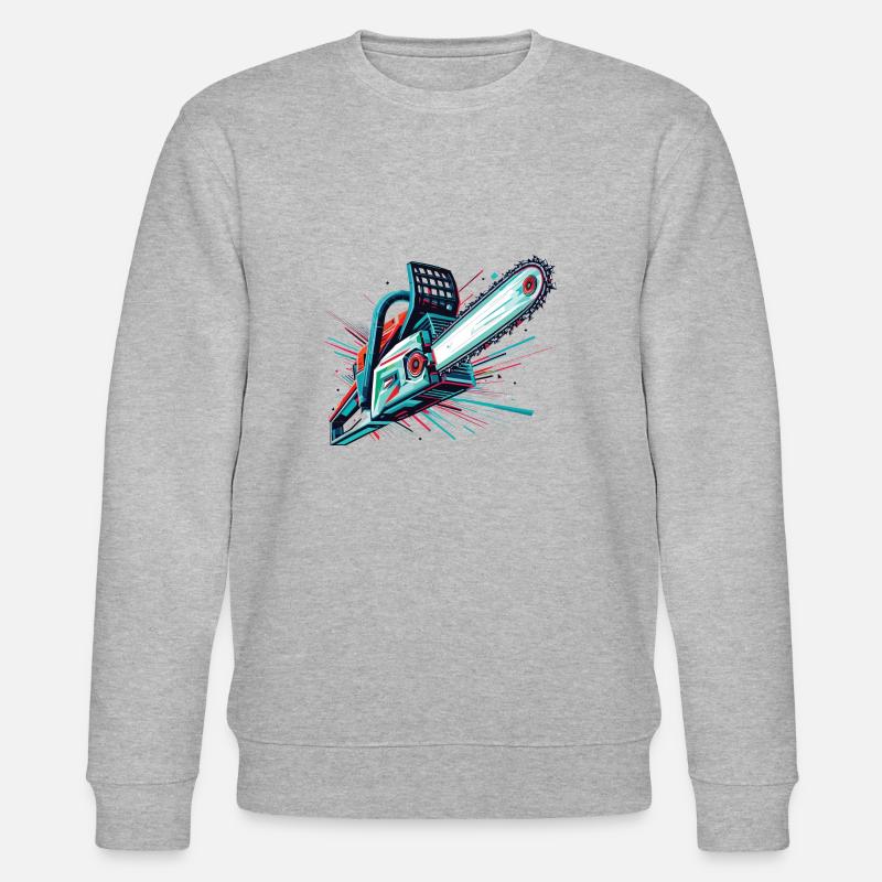 Vector Polygon Chainsaw - Stanley/Stella CHANGER Unisex Organic Sweatshirt - heather grey