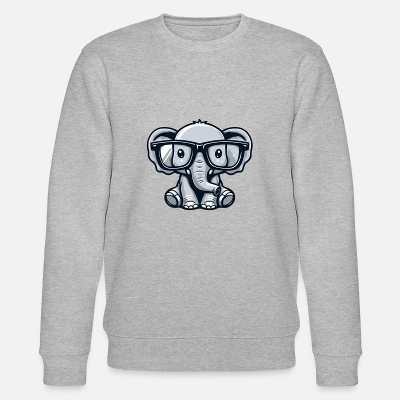 Nerdiger Elefant mit Brille - Stanley/Stella Unisex Bio-Sweatshirt CHANGER  - Grau meliert