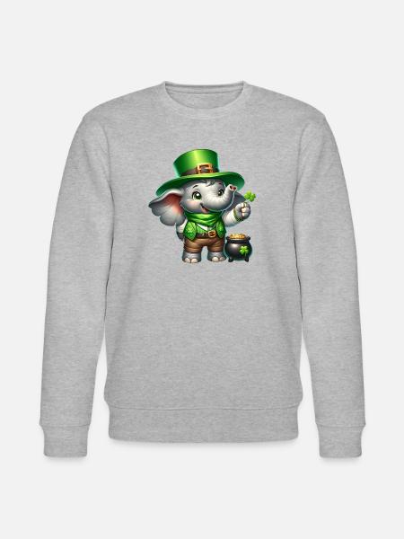 St. Patrick's Day Elephant Celebration - Stanley/Stella CHANGER Unisex Organic Sweatshirt - heather grey