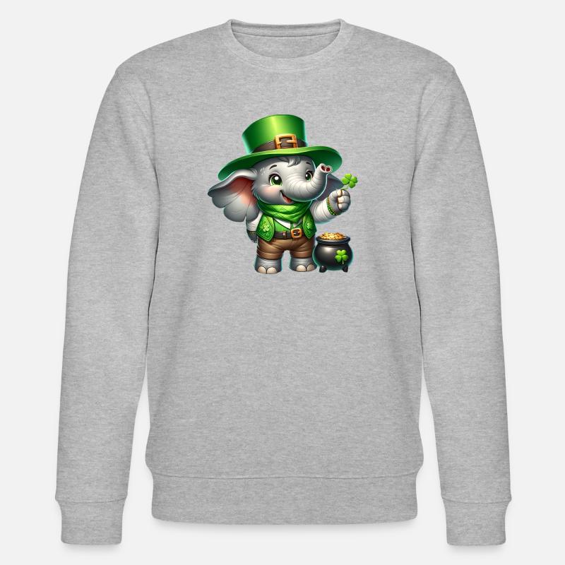 St. Patricks Day Elefant Feier - Stanley/Stella Unisex Bio-Sweatshirt CHANGER  - Grau meliert