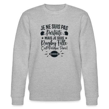 Rugby Femme Fille Cadeau Joueur De Rugby - Sweat bio CHANGER Stanley/Stella Unisexe - gris chiné - Devant - Nik (191cm) & Marisol (170cm)