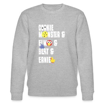 Sesamstraße Cookie Monster, Elmo, Bert, Ernie - Stanley/Stella Unisex Bio-Sweatshirt CHANGER  - Grau meliert - Vorne - Nik (191cm) & Marisol (170cm)