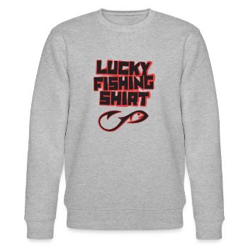 Lucky Fishing Shirt Angler Angeln - Stanley/Stella Unisex Bio-Sweatshirt CHANGER  - Grau meliert - Vorne - Nik (191cm) & Marisol (170cm)
