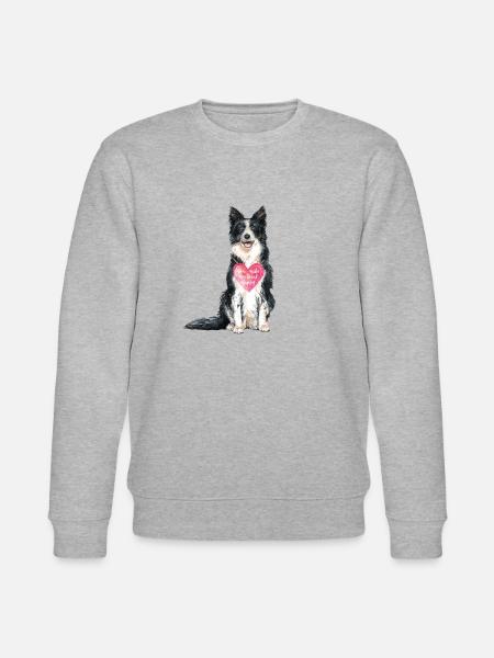 Border Collie love - Stanley/Stella CHANGER Unisex Organic Sweatshirt - heather grey